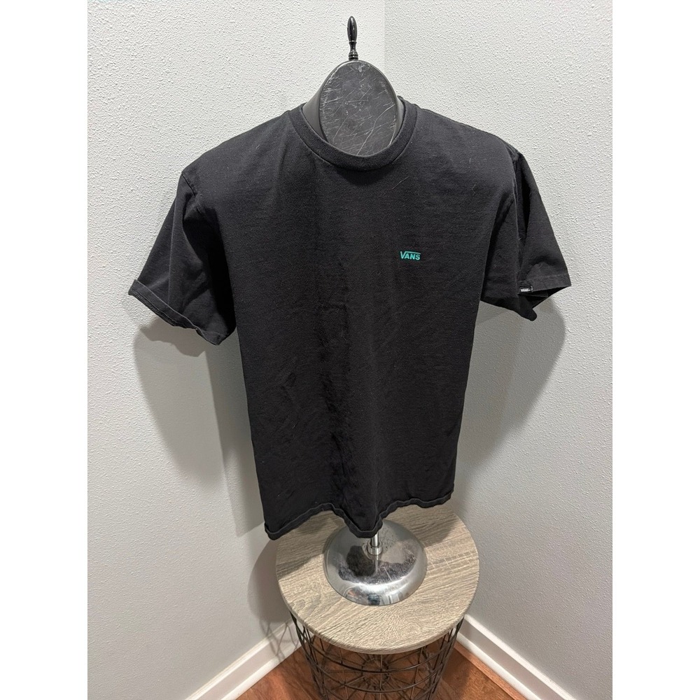 T Shirt Vans Black Short Sleeve Blue Logo Medium